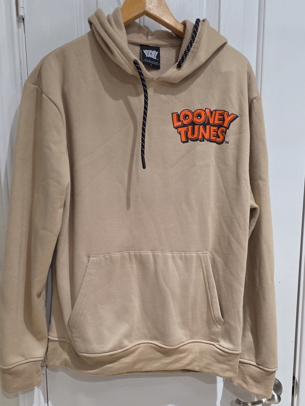 LOONEY TUNES. Men's Tan Hoodie Sweatshirt Size L